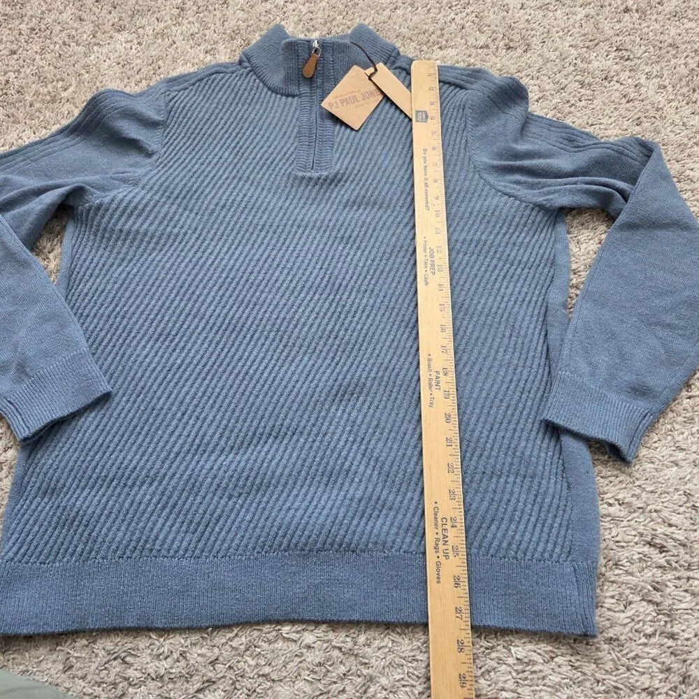 PJ Paul Jones Sweater Men’s XL Blue Casual Textured Pullover Quarter Zip Tags - Picture 4 of 6